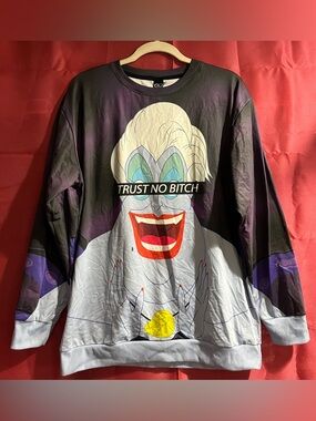 ALL OVER Little Mermaid Ursula Long Sleeve Statement Graphic Sweater Size L